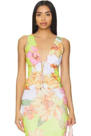 AFRM Mirna top en color verde talla XS en - Green. Talla XS (también en XXS).