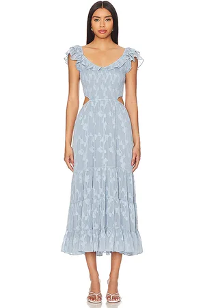 heartLoom Vestido midi kristi en color bebe azul talla M en - Baby Blue. Talla M (también en S, XL, XS).