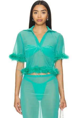 Lovers And Friends Aziza sheer top en color verde talla S en - Green. Talla S (también en XS).