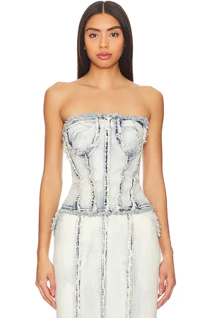 h:ours Letitia corset top en color denim claro talla S en - Denim-Light. Talla S (también en XS).