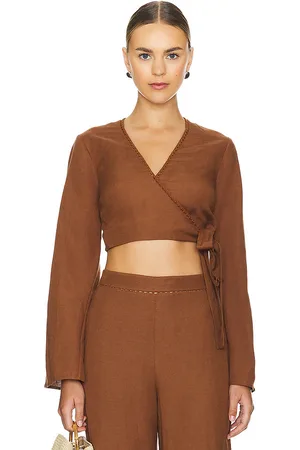 Simkhai Top corto envolvente hailey en color marrón talla S en - Brown. Talla S (también en XS).