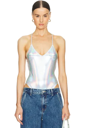 Norma Kamali Body low back fara en color plateado metálico talla M en - Metallic Silver. Talla M (también en S, XS).