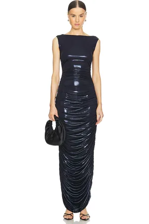 Norma Kamali Vestido largo sleeveless side shirred en color azul marino talla S en - Navy. Talla S (también en XS