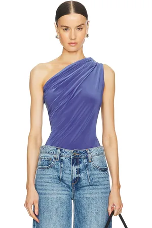 Norma Kamali One shoulder peasant top en color azul talla XS en - Blue. Talla XS (también en XXS).