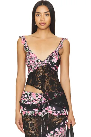 For Love & Lemons Top corto rosalyn en color talla M en - Black. Talla M (también en XL).