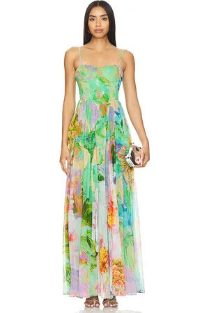 HEMANT AND NANDITA Vestido maxi con corsé en color verde talla M en - Green. Talla M (también en S, XS).