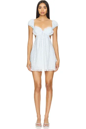 For Love & Lemons Minivestido catherine en color bebe talla XL en - Baby Blue. Talla XL (también en L).