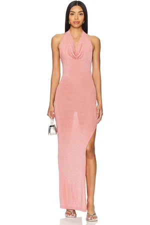 superdown Vestido largo eva drape front en color durazno talla L en - Peach. Talla L (también en M, S).