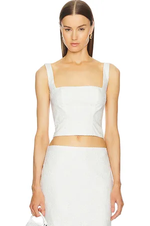 Helsa Eyelet corset top en color blanco talla M en - White. Talla M (también en S).