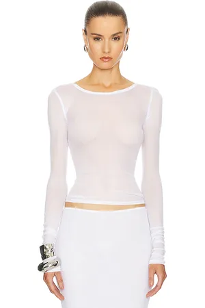 Helsa Camiseta mesh long sleeve en color talla M en - White. Talla M (también en S).