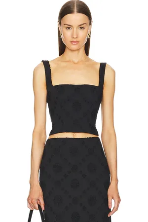 Helsa Eyelet corset top en color talla M en - Black. Talla M (también en L, S, XS, XXS).