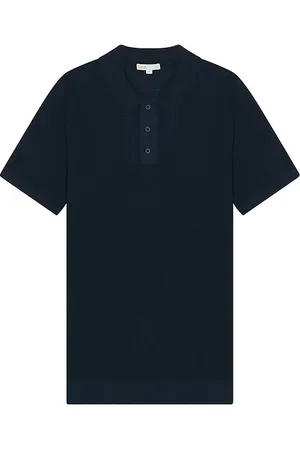 ONIA Cotton textured knit polo en color azul talla L en - Blue. Talla L (también en S, XL/1X).