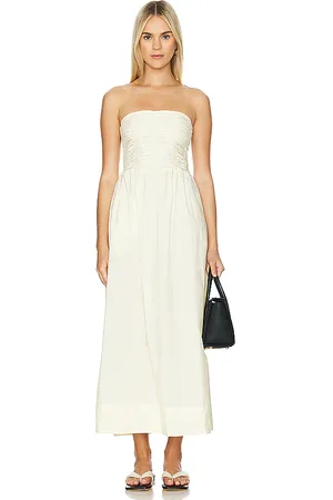 FAITHFULL THE BRAND Vestido midi dominquez en color talla L en - Lemon. Talla L (también en M, S, XS