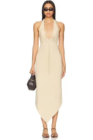 Camila Coelho Vestido kaseya midi en color talla M en - Cream. Talla M (también en L, XL).