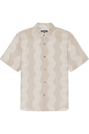 Frescobol Carioca Castro cabana stripe linen classic shirt en color marrón talla S en - Brown. Talla S (también en XL/1X).