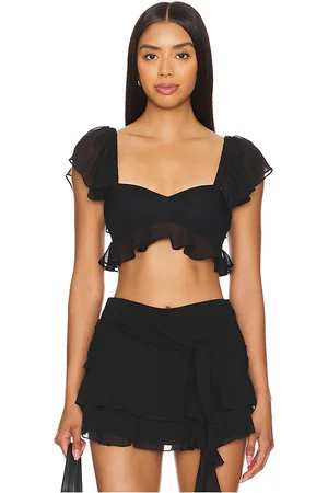 Amanda Uprichard X revolve aliyah crop top en color talla L en - Black. Talla L (también en S, XL, XS).