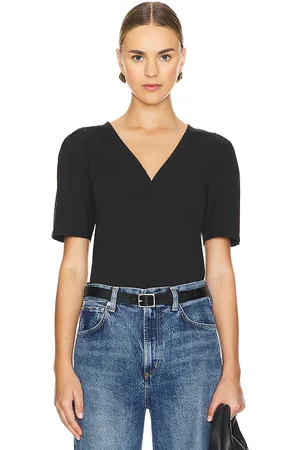 Nation LTD Top de manga corta con cuello en v joelene en color negro talla S en - Black. Talla S (también en XS).