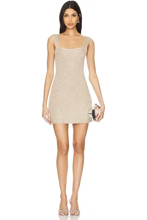 LPA Vestido josi mini en color neutral metálico talla S en - Metallic Neutral. Talla S (también en XL).