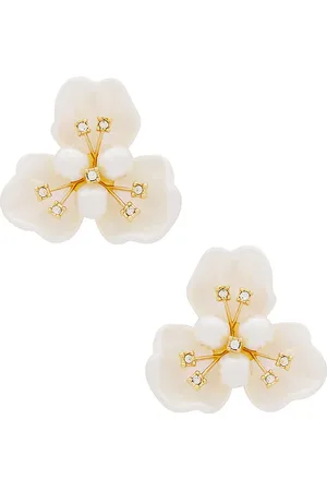 Lele Sadoughi Pendiente blossom button en color blanco talla all en - White. Talla all.