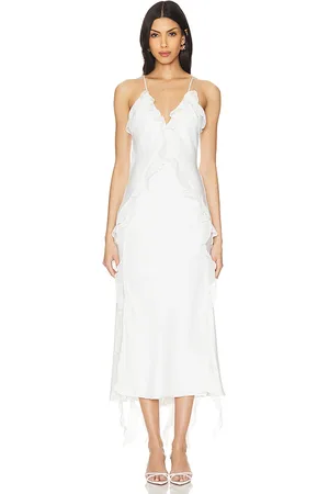 Bardot Vestido midi con volantes marsella en color blanco talla 4 en - White. Talla 4 (también en 6, 8).