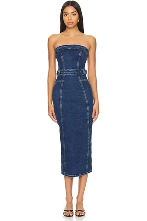 GOOD AMERICAN Vestido midi ajustado en color denim-dark talla L en - Denim-Dark. Talla L (también en S).