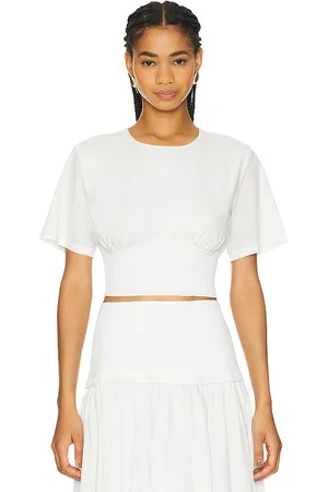 Simkhai Top corto con cuello redondo adair en color talla L en - White. Talla L (también en M).