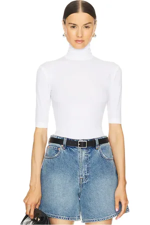 Norma Kamali Slim fit short sleeve turtleneck top en color blanco talla L en N/A - White. Talla L (también en M, XL, XS, XXS).