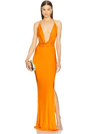 Michael Costello Vestido largo raquel en color naranja talla M en - Orange. Talla M (también en S, XS).