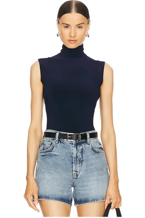 Norma Kamali Slim fit sleeveless turtleneck top en color azul marino talla L en - Navy. Talla L (también en XS, XXS