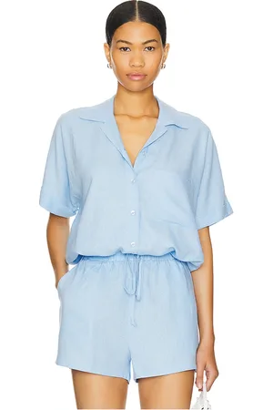 LnA Alpine linen button up en color azul talla L en - Blue. Talla L (también en M, XS).