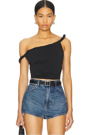 GOOD AMERICAN Camiseta con frunce en el frontal en color negro talla 4X en - Black. Talla 4X (también en 5X, L, XL).