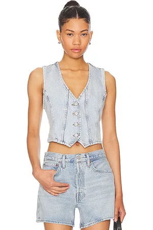 Free People Chaleco tate en color denim claro talla L en - Denim-Light. Talla L (también en XL).