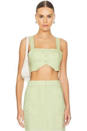 Amanda Uprichard Top corto royston en color verde salvia talla L en - Sage. Talla L (también en M, XS).