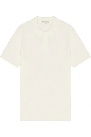 ONIA Cotton textured knit polo en color talla L en - White. Talla L (también en M, S, XL/1X).