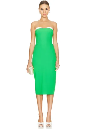 Amanda Uprichard Vestido midi meline en color verde talla M en - Green. Talla M (también en S, XS).