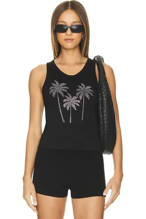 LAUREN MOSHI Tanque equipado luciana crystal palm trees en color talla M en - Black. Talla M (también en S, XS).