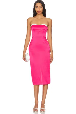 Amanda Uprichard Vestido midi meline en color rojo talla M en - Red. Talla M (también en S, XS).