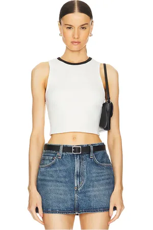 ALICE+OLIVIA Camiseta tirantes recortada andre en color blanco talla L en - White. Talla L (también en XL).