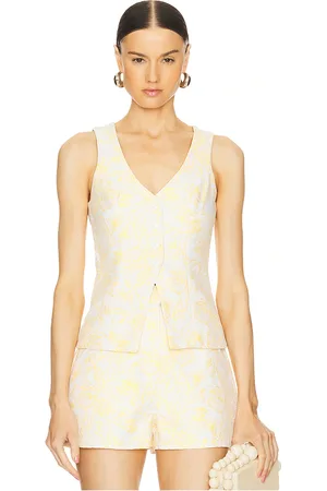 Amanda Uprichard Chaleco carnegie en color amarillo talla M en - Yellow. Talla M (también en S, XS).