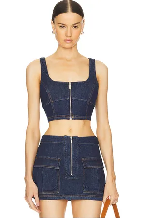 Amanda Uprichard Top corto violet en color denim-dark talla M en - Denim-Dark. Talla M (también en S).