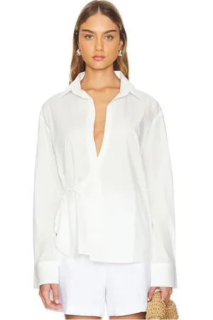 FAITHFULL THE BRAND Camisa cruzada extragrande alliste en color talla M en - White. Talla M (también en L, XS).