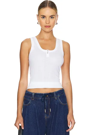 Goldie Estelle Camiseta henley cotton rib en color talla L en - White. Talla L (también en XL).