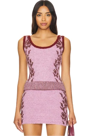 Zemeta Grandma flower sleeveless knit en color talla L en - Purple. Talla L (también en M, S).