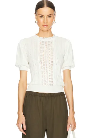 ULLA JOHNSON Gemma top en color ivory talla L en - Ivory. Talla L (también en XL, XS).
