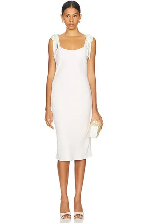 Amanda Uprichard Vestido midi lusana en color talla M en - Blush. Talla M (también en S, XS).