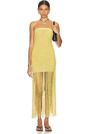 Bec & Bridge Vestido sin tirantes calista en color amarillo talla L en - Yellow. Talla L (también en M).
