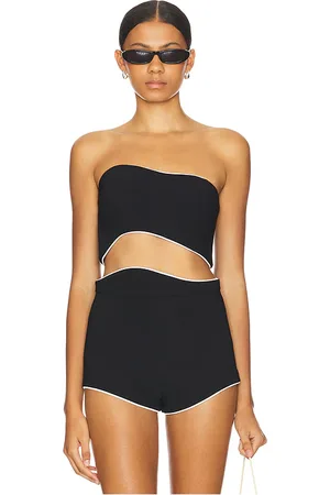Amanda Uprichard Top corto adrienne en color talla L en - Black. Talla L (también en M, S, XL).