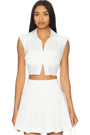 Simkhai Emie cropped box sleeve top en color talla 10 en - White. Talla 10 (también en 6).