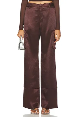 SER.O.YA Pantalón cargo de raso galia en color marrón talla M en - Brown. Talla M (también en S, XL).