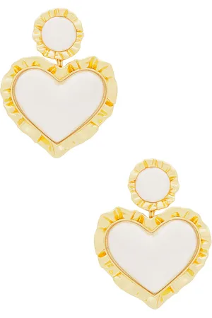 Lele Sadoughi Pendientes heart ruffle drop en color blanco talla all en - White. Talla all.